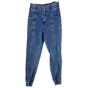 Girls Jogger Denim Jeans Elastic Waist Blue Size 5/6